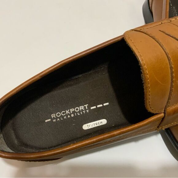Rockport Walkability Trutech Brown Leather Slip On Casual Loafers Size 10 M - Picture 8 of 11